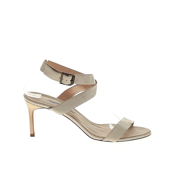 Manolo Blahnik Ivory Strappy Heels - Picture 1 of 9